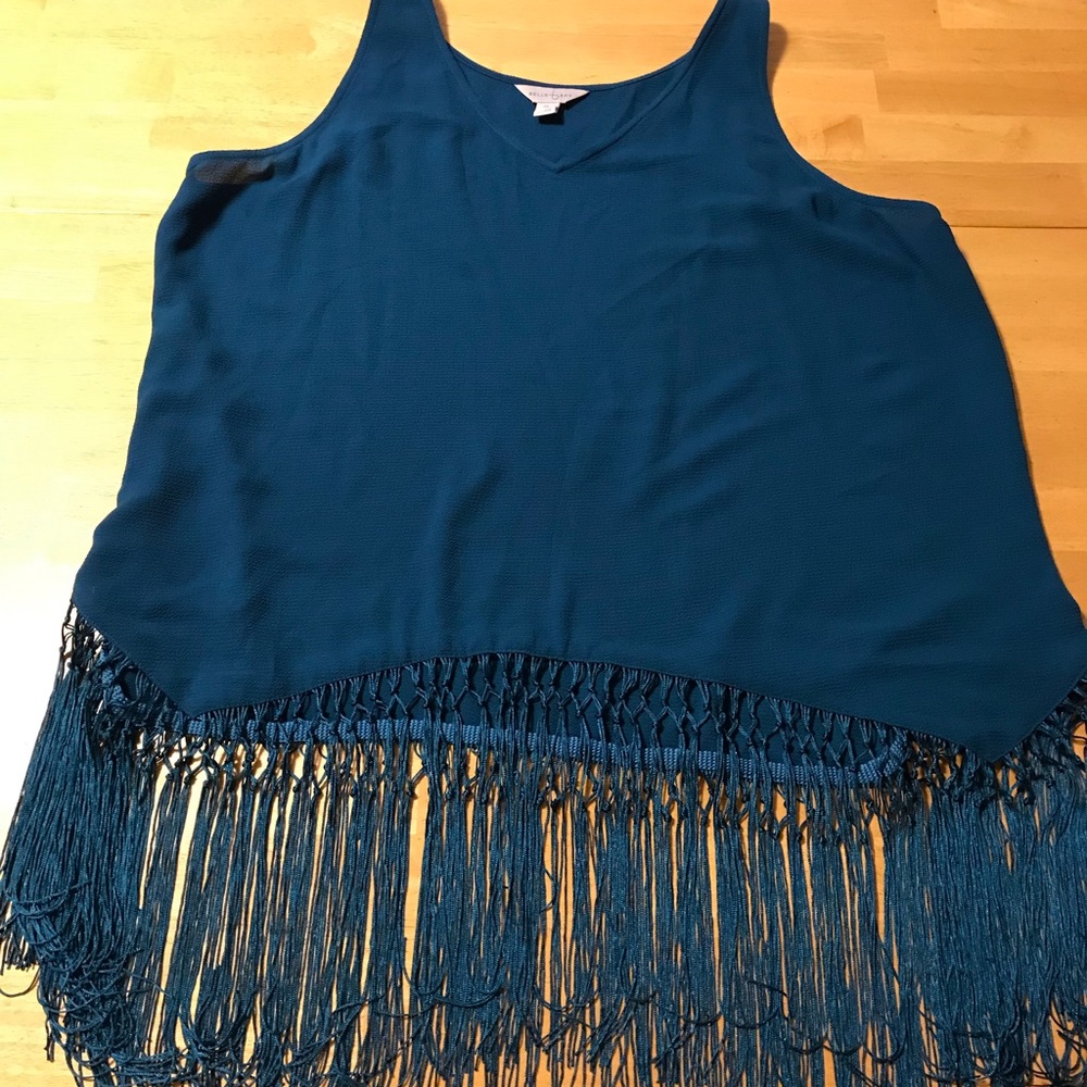 Jewel tone boho fringe tank